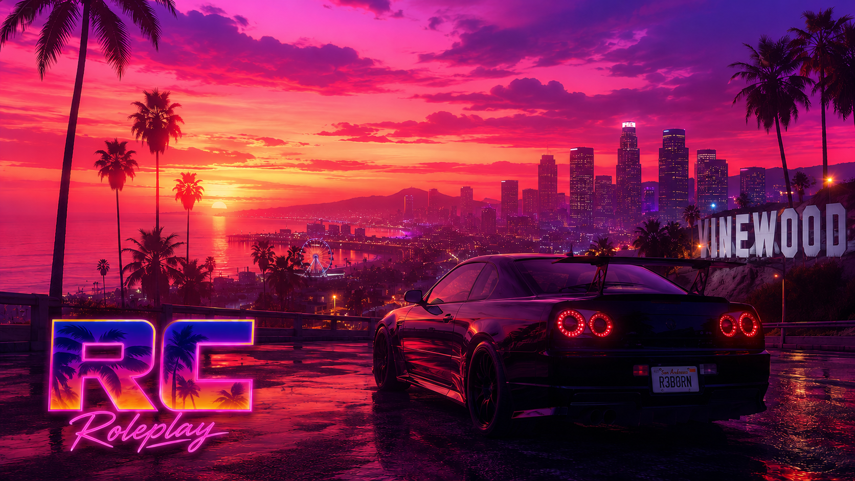 Reborn City — Los Santos Skyline bei Sonnenuntergang